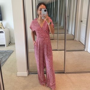 Red floral jumpsuit